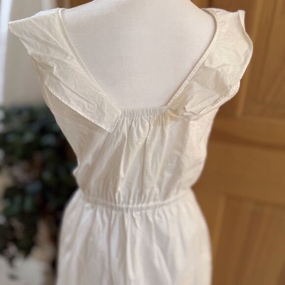 J.‎ Crew White Sleeveless Ruffle Shoulder Dress Lined Size: 4 Light Airy Breezy - Picture 4 of 12